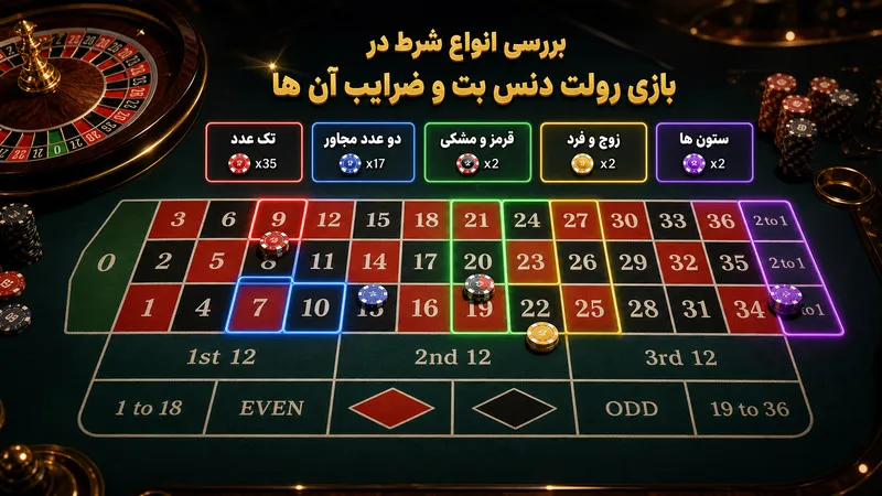 بررسی انواع شرط در بازی رولت دنس بت و ضرایب آن‌ ها