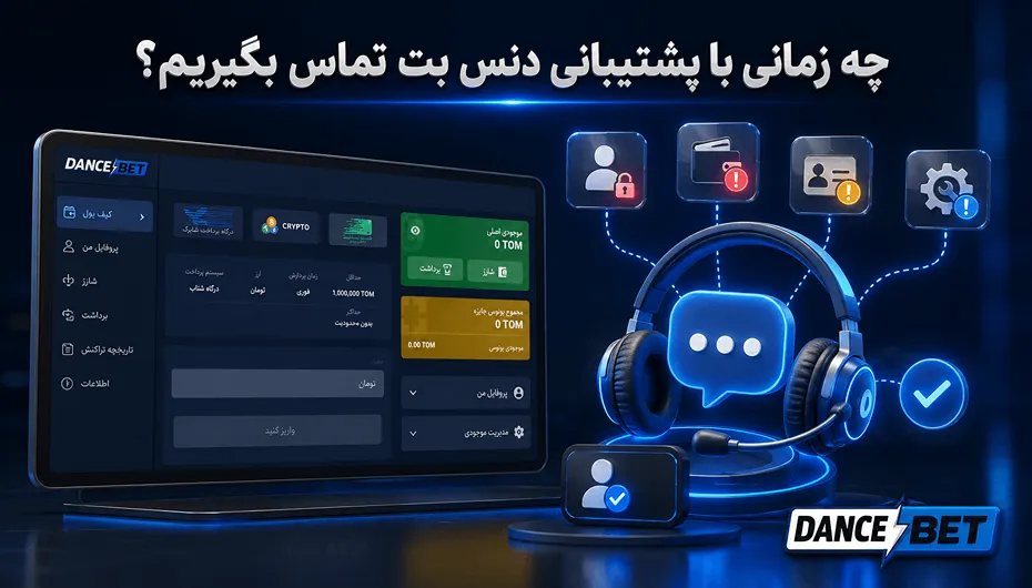 زمان ارتباط با پشتیبانی دنس بت